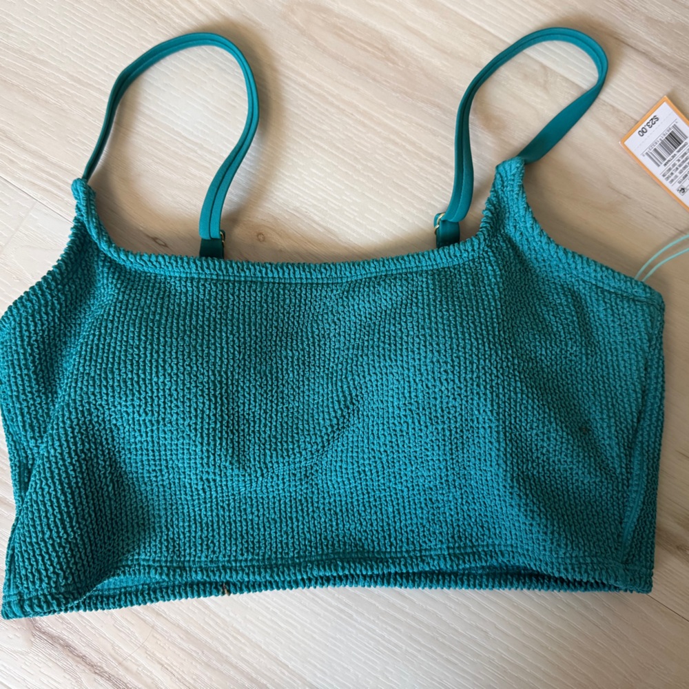 Kona Sol Teal Textured Swim Bikini Top full coverage and support - Women